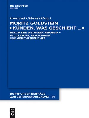 cover image of Moritz Goldstein "Künden, was geschieht..."